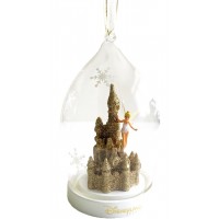 Disneyland Paris Castle and Tinker Bell in gold Christmas Dome Ornament