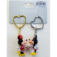 Disneyland Paris Mickey and Minnie Mouse Connecting Keychains Key Ring set