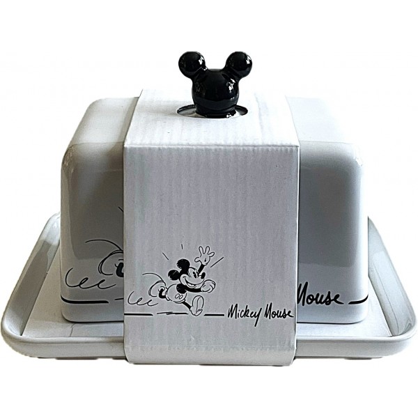 Disneyland Paris Mickey Sketch Black and White butter Stoneware dish