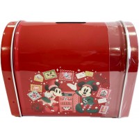 Mickey and Friends Christmas butter Cookies red post tin box, Disneyland Paris