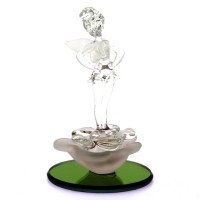 Disney Tinkerbell glass figure on flower in mirror, by Arribas Disneyland Paris